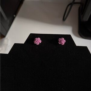 Vintage Pink/Purple Rose Stud Earrings